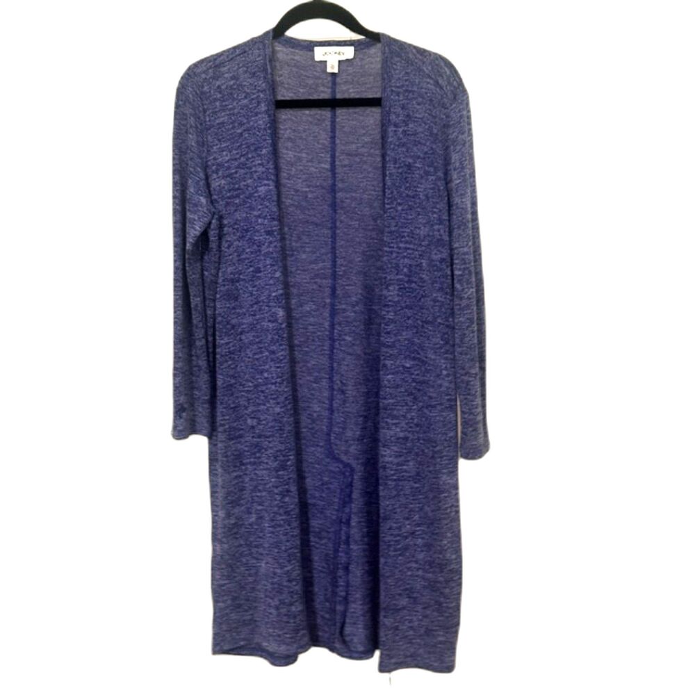 Jockey Blue Heathered Long Open Front Cardigan Duster - Size S